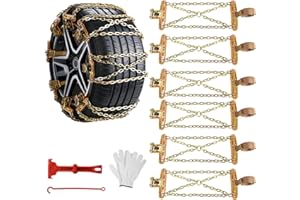 Ninonly Snow Chains for Cars 6PCS Universal Snow Chains Emergency Traction Tire Chains All Season for Vehicle Car Truck SUV fit Tyre Width 195mm-265mm for Mud,Sand, Snow,Ice,Climbing