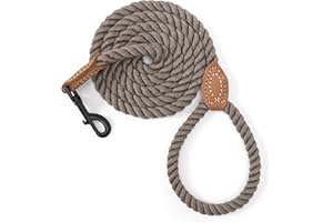 Mile High Life Guinzaglio Cane in Corda Intrecciata con Inserti in Cuoio e Aggancio Robusto in Metallo