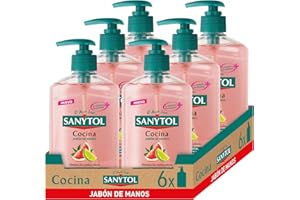 Sanytol Jabón de Manos de Cocina Antibacteriano con Pomelo y Limón Verde, Limpia, Nutre y Elimina los Malos Olores de las Manos, Fórmula Probada Dermatológica y Clínicamente - Pack de 6 x 250 ml