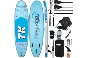 Tidal King 10'6 x 33/32 x 6 ISUP Inflatable Stand Up Paddle Board - Extra Wide for Added Stability, Adjustable Kayak Paddle & Seat, Bag, Phone Case & 2 Years Warranty
