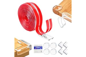 Mupkins 4M / 6M Child Proof Edge and Corner Protector Kit - Soft Silicone Bumper Strip with 4 Round & 4 L-Shaped Corner Guards - Baby Safety Corner Guards for Table Protection (4M)
