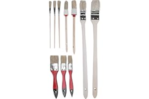 Werkzeyt Pinsel-Set 10-teilig - Für wasserbasierte Farben & Lacke - Bestehend aus Flachpinsel, Heizkörperpinsel, Rundpinsel & Emaillelackpinsel - Helle Kunststoffborsten / Malerpinsel / B21623
