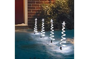 Sentik® Set of 4 Spiral Christmas Tree Path Finder Stake Lights 40 LED Outdoor Garden Festive Xmas Decoration (White)