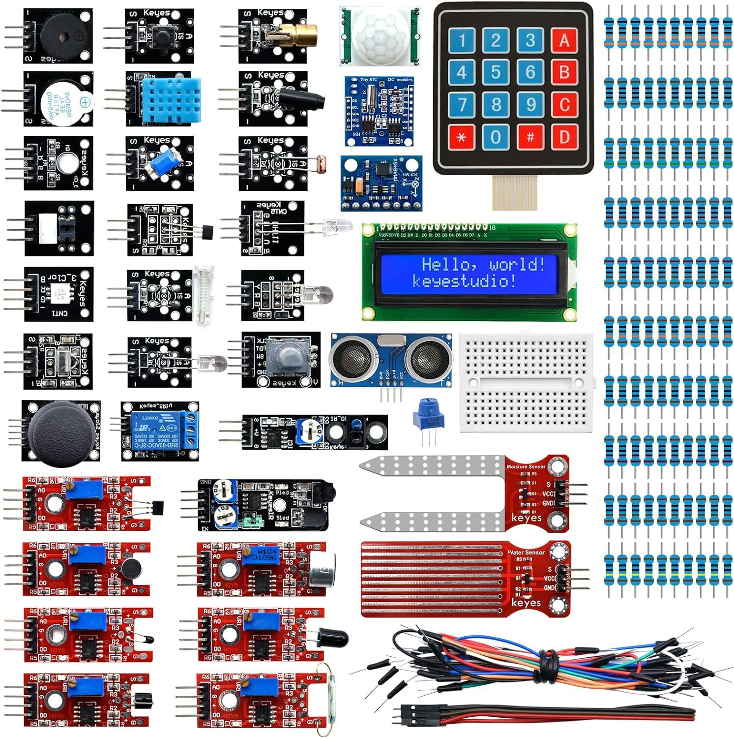 KEYESTUDIO Actualizado 37 en 1 Kit de Módulos de Sensores Compatible con Arduino UNO Mega 2560 Nano Raspberry Pi