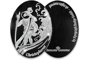 BADGE-DISCOUNTER BY APOGRAPH BADGE GMBH Unique High Quality Ebony St Christopherus Plaque with an Intricate Diamond Effect Finish - Self-Adhesive - Comes in An Attractive St Christopherus Metal Box – Also Ideal as a Special Gift for Birthday or Father's Day, Mother's Day, Easter, Christmas