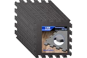 ‎BODENMAX Eva Bodenschutzmatte Fitness 30x30x1cm – Puzzlematte rutschfest & stoßdämpfend – 18 Stück schwarz – Bodenmatte für Fitnessgeräte, Kinderzimmer, Garage – 1,66 m² Fläche