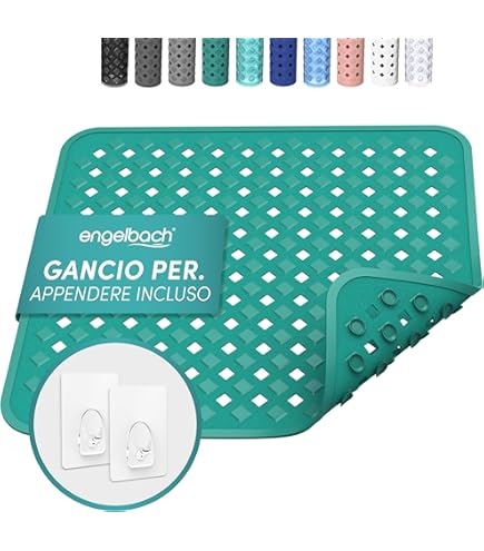 Tappeto Doccia Antiscivolo Homerella 53x53cm Con Ganci - Rettangolare, Sensibile Alla Pelle, Per Tutta La Famiglia