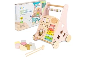 COIL Babywalker 3-in-1 Wooden Pushchair Educational Toy from 12 Months (Pink)