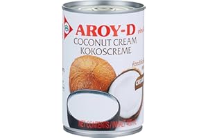 Aroy-D Crema de Coco – Crema de Coco para cocinar y Hornear, Ideal para postres, sopas, Batidos y cócteles – 1 x 400 ml