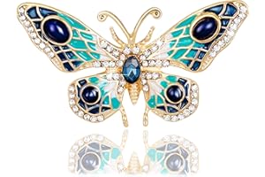 KristLand - Élégante Broche en Papillon Émaillée d'ailes Bleues avec Cristal Autrichien pour Femmes Mariages/Robes/Mariage