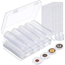 YSJJZRL 10 Pcs Clear Round Plastic Coin Capsules - 35mm, Protective Coin Holders For Collectors