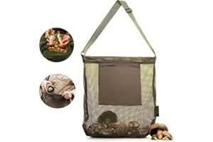 Esshogo Borsa Funghi Rete, Borsa per La Caccia Ai Funghi, Accessori per Raccolta Funghi, Regolabile Traspirante Camping Outdoor Frutta e Verdura Raccolta Foraging Bag