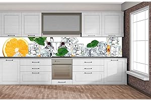 DIMEX LINE Paraschizzi Auto-Adesiva per la Cucina Limone E Ghiaccio 350 x 60 cm | Resistente all’Acqua | QUALITA‘ Premium