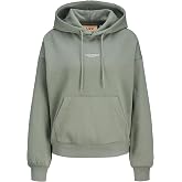 JACK &amp; JONES JXSTUDIO VESTERBRO LS RLX HOOD SWT NOOS Kadın Sweatshirt Sea Spray Print:BRIGHT WHITE JJXX STUDIO M