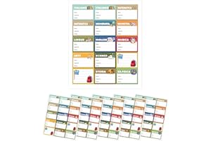 NAÏZAYA Etichette Adesive Materie Per Scuola - 75 Etichette Miste Assortite 70 x 58 mm Personalizzate – Etichetta Personalizzabile Plastificate Con Nome Materia Classe – Adesivi Impermeabili Quaderni Libri