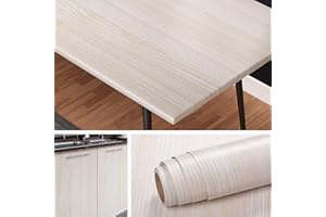 Livelynine Carta Adesiva per Mobili Legno Bianco Impermeabile Pellicola Adesiva Legno PVC Carta Adesiva per Armadio Cassetti Tavolo Porte Ripiani Plastica Adesiva Paraschizzi Cucina Adesivo 40CMx2M