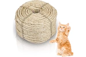 Eulenke Cuerda Sisal Cuerda de Sisal Natural 8mm X 100m, Cuerda de Yute Cuerda para Rascador de Gatos Multifuncional para Poste de arañar Gatos, Decoración Jardín, Rascador para Gatos