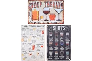 Aoyfuwell 3 Pcs Cocktail Bar Signs, Vintage Metal Tin Signs, Retro Plaque Poster Wall Art Signs Decoration Accessories for Outdoor Garden Home Bar Pub Restaurant