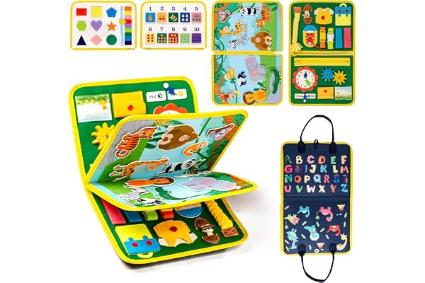Uping Busy Board Jeux Montessori Jouet Enfant 2 3 4 Ans Jouet d'Activité et de Développement Cadeau Fille Garçon 2 3 4 Ans Jeu Educatif Apprendre Motricité Fine et Compétences de Vie