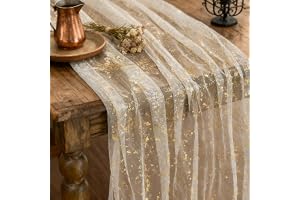 Bordslöpare guld 70 x 300 cm bordslöpare gasväv tyll glitter guldfolie