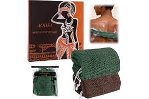 AOOSA 2 stycken afrikansk nätsvamp, afrikansk nätsvamp med knutar, lång snabbtorkande ryggskrubb, djuprengörande peeling-näts