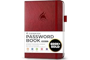 Clever Fox Libreta de contraseñas con pestañas alfabéticas, organizador de direcciones de Internet, organizador de direcciones de Internet, organizador de contraseñas mediano para inicios de sesión en