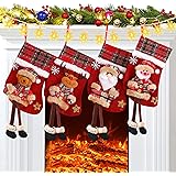 Set 4 Calze Di Natale - Babbo Natale, Pupazzo Di Neve E Renne, 22 Cm, Per Camino E Albero - Foto 3