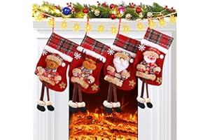 JOTOL Medias de Navidad,4pcs Calcetín de Navidad,Calcetines de Navidad para llenar y Colgar para la Decoración del Arbol,Adorno de Navidad Bolsa de Dulces etc