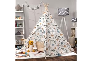 Paco Home Kinderzelt Tipi Zelt für Kinderzimmer Spielzimmer Innen Indoor Robust Stabil Wigwam versch. Muster, Farbe:Mehrfarbig, Sets:Ohne Zubehör