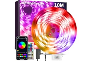 BATHEBRIGHT 10M Led Strip Lights Music Sync RGB Bluetooth Color Changing Flexible LED Light Strips,with Smart App & Remote Control, Led Lights for Bedroom Room Lighting Flexible Home Party Decoration