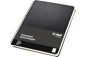 SIGEL CO822 Cuaderno espiral, 17.4 x 21.4 cm, cuadriculado, Hardcover, negro, Conceptum