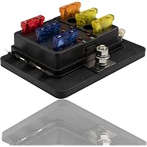 Scatola Portafusibili Auto 12V/24V - 6 Vie Con Copertura Impermeabile E Fusibili Inclusi (5A/10A/15A/20A) - Kit Di Cablaggio Per Auto, Camion, SUV, Camper - Materiale PBT+PC Ignifugo - 3