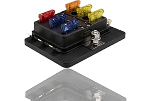 FanPaYY Caja de Fusibles 6 Vías Portafusibles, 12V Cuadro Fusibles con Cuchilla Negativa con Indicador para Barcos Furgoneta Caravana Coches Autocaravana SUV Fuse Protección