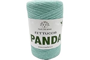FILATI ITALIANI fettuccia Panda per realizzare borse handmade, filato leggero e resistente da 250g, larghezza 8mm, prodotto ecologico 80% cotone riciclato e 20% fibre sintetiche riciclate (Menta - 16)
