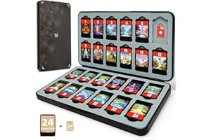 PALPOW Switch 2 Games Storage Box, Switch Game Card Case Compatible with Nintendo Switch Games & Micro SD Cards, Switch Card Box Case with 24 Games Space for - Brown Black