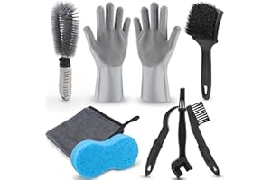 Scalnuvyyh Bike Cleaning Kit, Bike Cleaning Brushes Bicycle Cleaner Brush Chain Brush Cleaner Tool Mtb Motorbike Cleaner Kits for Road/Gravel Bikes Motorcycle Chain Crank Tyres Chainring Rims