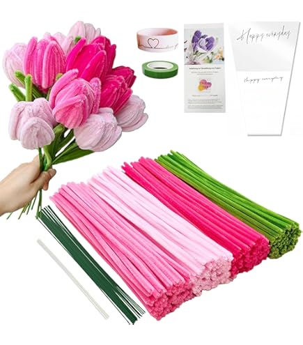 Kit Créatif Cure-Pipes – 400 Pièces De Fils Chenille (Couleurs Tournesol) + Accessoires Pour Fabriquer Des Fleurs – Idéal Pour Le DIY, Les Décos, Les Cadeaux