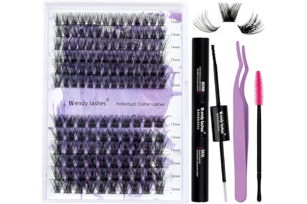 Kit Extension Cils Individuels D Curl 0.07mm DIY Cils Kit Volume Russe Mixte 12-16mm C3+C9-D Bouquet Cluster Lashes