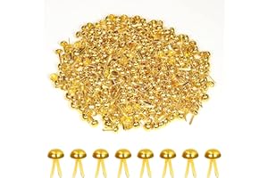 KINBOM 600pcs 8 x15mm Paper Fasteners Brads, Gold Round Head Brads Split Pins for DIY Paper Crafts Scrapbooking (Gold)