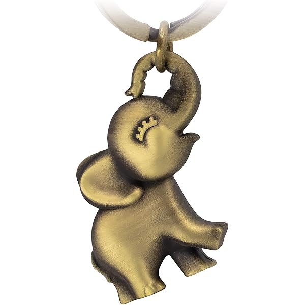 Sleutelhanger ring olifant sleutelhanger aan het einde van een lederen band, 7 cm plus ring 2,5 cm, zilver, 9,5 cm, zilver