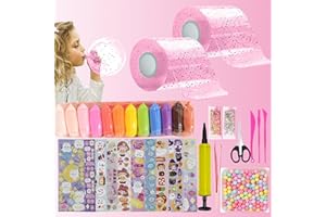 FFTANXS 30 Stück Nano Tape,Nano Tape Bubbles Set Enthalten 2 Nanotape(5cmx3m)+28 Deluxe Materialpakete,Nanoband Party Favors Geschenke,Bubbles DIY Set für ab 3 Jahren Mädchen,Jungen -Rosa