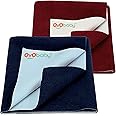OYO BABY Extra Absorbent Waterproof Baby Dry Sheet Small Size (70x50cm) – Pack of 2 – Quick Dry Sheet for Bed Protector, Soft & Breathable Dark Blue + Maroon