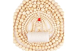 ZesNice 1000 Stück Holzperlen zum Auffädeln, Holzkugeln Holz Perlen Kugeln Natur Runde Groß mit Loch für Makramee, 5 Größen (8mm 10mm 12mm 16mm 20mm) für Bastelset DIY Mit 100M Garn