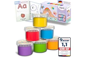 ‎VALY & OLI Valy&Oli® Knete - Extraweiche Vegane Kinderknete ab 1 2 3 Jahren [inkl. Knetvorlagen] Made in Germany - Sorglos Spielen - Fördert Kreativität & Feinmotorik - XL Set 6×100 g - Klassikfarben