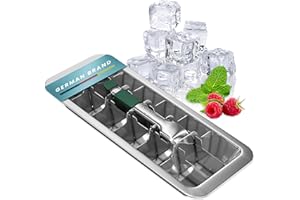Dreiklang - be smart® Moule à glaçons en acier inoxydable poli 18/8 avec insert de levier pour un retrait sans effort I Poignée confortable douce au froid I Moule à glaçons durable I Sans plastique