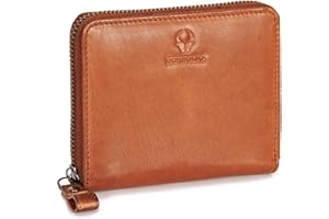 DONBOLSO® Montreal mini portfel I damski ze skóry I mały bezpieczny damski portfel z zamkiem błyskawicznym I 13 przegródek na karty kredytowe i ochrona RFID I mały płaski portfel damski