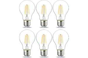 Amazon Basics LED E27 Edison Screw Bulb, 4.3W (Equivalent to 40W), Clear Filament, Warm White, Non Dimmable - Pack of 6