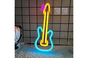 Neon Guitar Shaped Sign, Attivolife Best LED Acrylic Neon lamp with USB for Bedroom Art Wall, Music Studio, Christmas, Wedding, Party, Guitar lovers, Home Decor Gifts