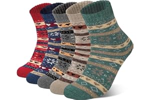 Chalier Finery 5 Paar Winter Wollsocken Dicke Socken Damen, Warme ThermoSocken Strick Wandersocken, Weihnachten Thanksgiving Geschenke für Frauen und Mädchen