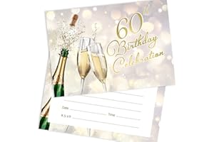 Olivia Samuel 20 x 60th Birthday Celebration Invites from Champagne Style - Ready to Write with Envelopes